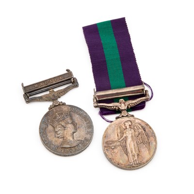 Lot 26 - TWO GENERAL SERVICE MEDALS (G.S.M) WITH MALAYA CLASPS