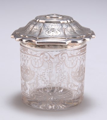 Lot 1355 - A VICTORIAN SILVER-TOPPED GLASS BOX