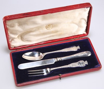 Lot 1317 - A CASED VICTORIAN DIAMOND JUBILEE COMMEMORATION CUTLERY SET