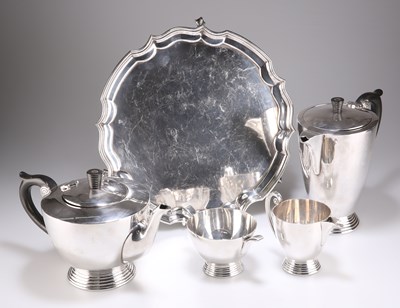 Lot 1002 - AN ART DECO SILVER-PLATED FOUR-PIECE TEA SERVICE