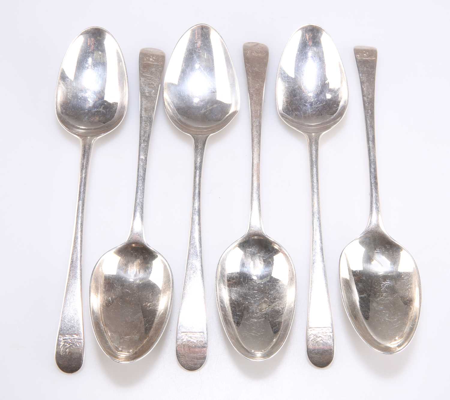 Lot 1161 - A SET OF SIX 18TH CENTURY SILVER