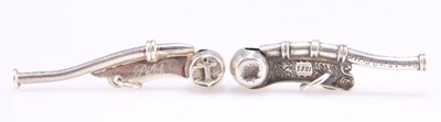 Lot 1344 - TWO SILVER BOSUNS' WHISTLES, VICTORIAN AND MODERN