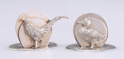 Lot 1438 - TWO GEORGE V SILVER BIRD MENU HOLDERS