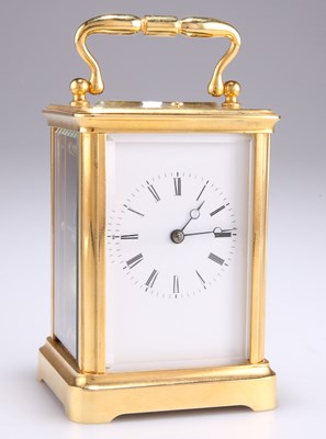 Lot 400 - A FRENCH BRASS REPEATING CARRIAGE CLOCK