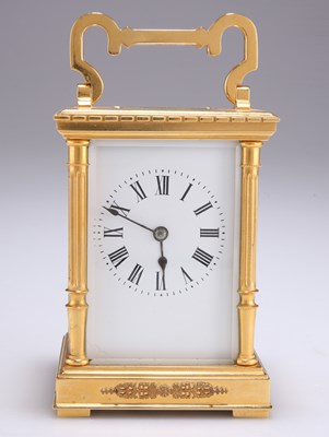 Lot 412 - A FRENCH BRASS CARRIAGE CLOCK