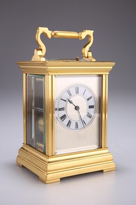 Lot 397 - A FRENCH BRASS REPEATING CARRIAGE CLOCK