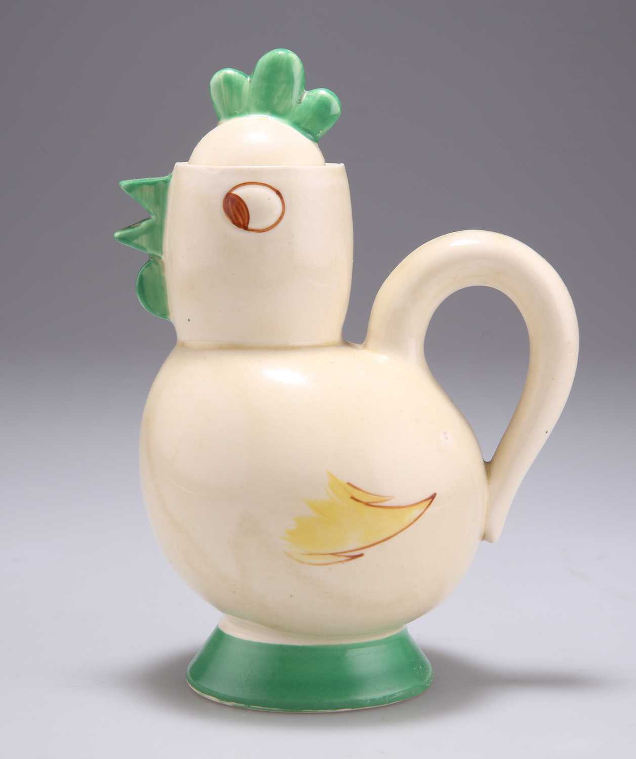 Lot 126 - A CLARICE CLIFF BIZARRE CHICKEN PATTERN COCOA POT