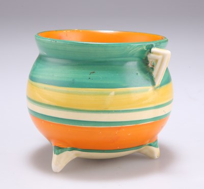 Lot 151 - A CLARICE CLIFF BIZARRE LIBERTY STRIPE PATTERN CAULDRON