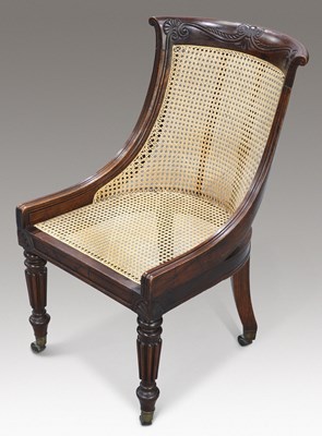 Lot 462 - A GILLOWS FAUX ROSEWOOD AND CANEWORK CHAIR