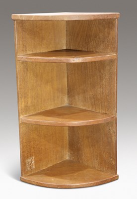 Lot 451 - WILF HUTCHINSON, A SET OF SQUIRRELMAN OAK HANGING CORNER SHELVES