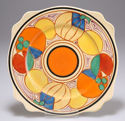 Lot 159 - A CLARICE CLIFF FANTASQUE ORANGE MELON PATTERN LEDA PLATE