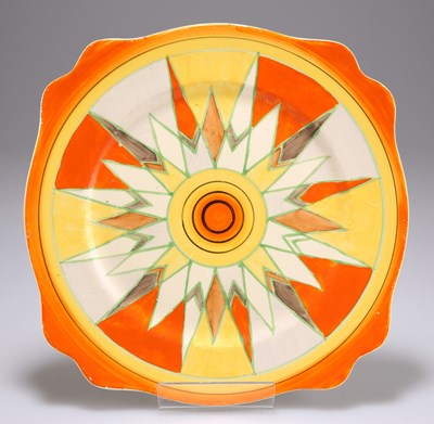 Lot 129 - A CLARICE CLIFF SUNGOLD PATTERN LEDA PLATE
