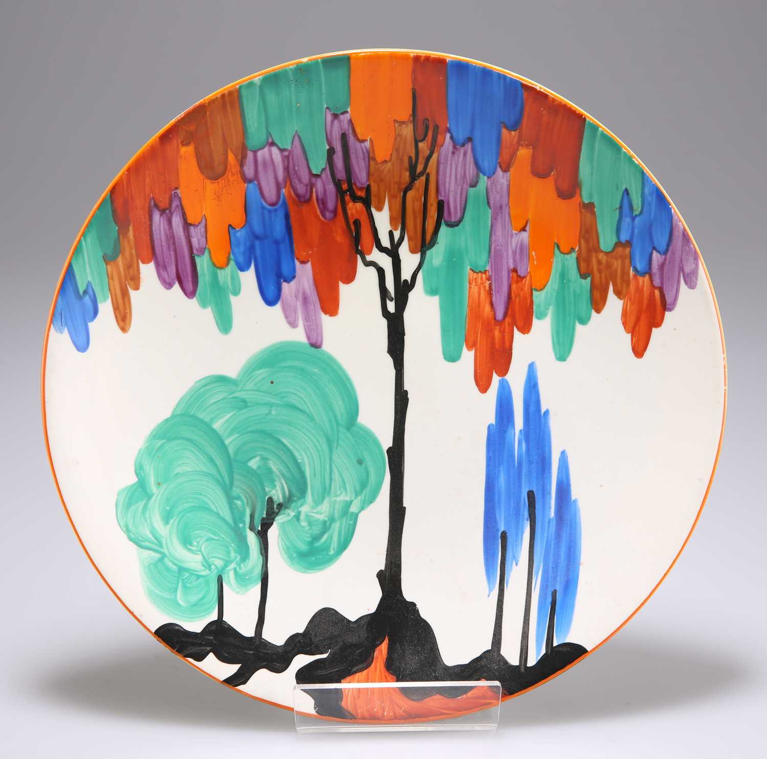 Tree Pattern Plate Lot 130 - A CLARICE CLIFF BIZARRE LATONA TREE PATTERN