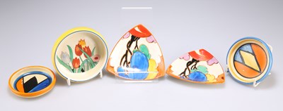 Lot 124 - FIVE CLARICE CLIFF PIN TRAYS