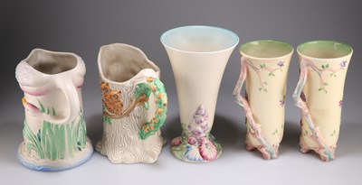 Lot 137 - FIVE CLARICE CLIFF JUGS AND VASES
