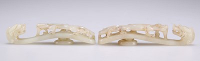 Lot 252 - TWO CARVED JADE BELT HOOKS