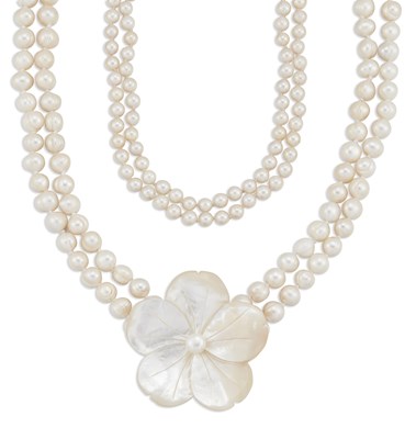 Lot 1453 - TWO CULTURED PEARL NECKLACES