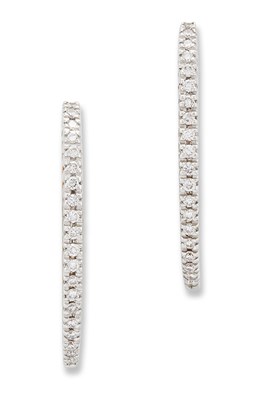 Lot 1545 - A PAIR OF DIAMOND HOOP EARRINGS