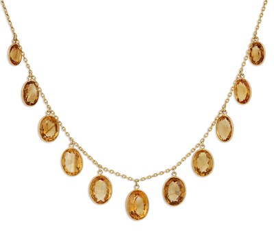 Lot 1683 - AN EARLY 20TH CENTURY CITRINE NECKLACE