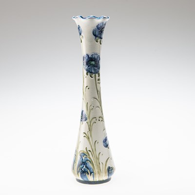 Lot 169 - WILLIAM MOORCROFT, A FLORIAN WARE BLUE POPPY SOLIFLEUR VASE