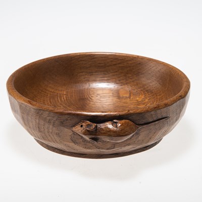 Lot 523 - ROBERT THOMPSON OF KILBURN, A MOUSEMAN OAK NUT BOWL