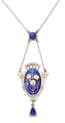 Lot 1688 - CHARLES HORNER - A SILVER AND ENAMEL PENDANT NECKLACE