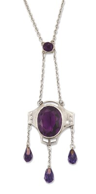 Lot 1679 - CHARLES HORNER - A SILVER AND PASTE PENDANT NECKLACE