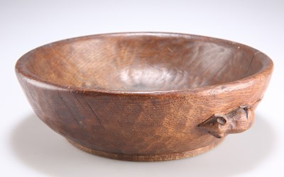 Lot 521 - ROBERT THOMPSON OF KILBURN, AN EARLY MOUSEMAN OAK FRUIT BOWL