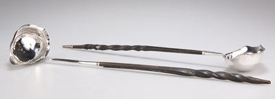 Lot 1418 - TWO GEORGIAN SILVER TODDY LADLES