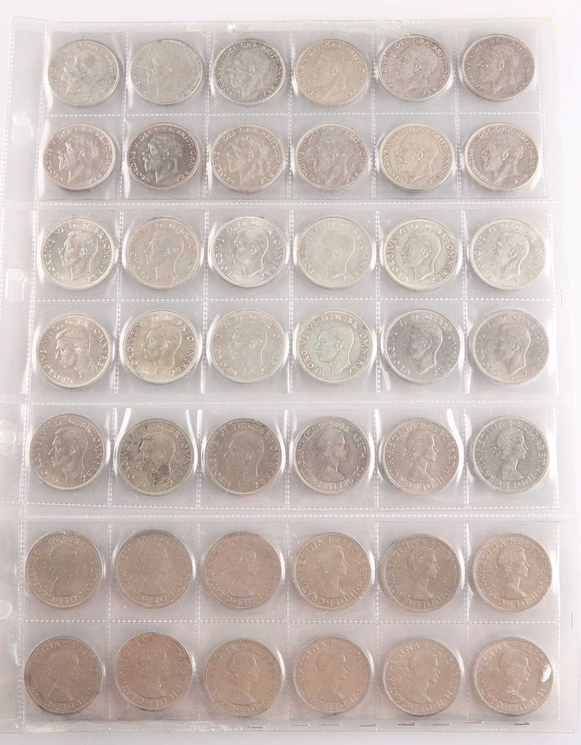 Lot 324 - GEORGE V-ELIZABETH II, 42 X HALF CROWNS, 1925-1967