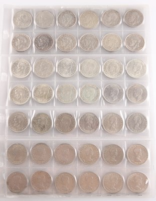 Lot 324 - GEORGE V-ELIZABETH II, 42 X HALF CROWNS, 1925-1967