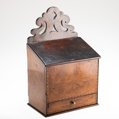 Lot 512 - A 19TH CENTURY INLAID MAHOGANY CANDLE BOX