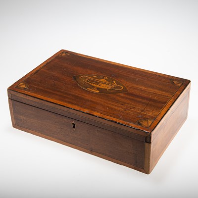 Lot 444 - A GEORGE III SATINWOOD AND MAHOGANY BOX