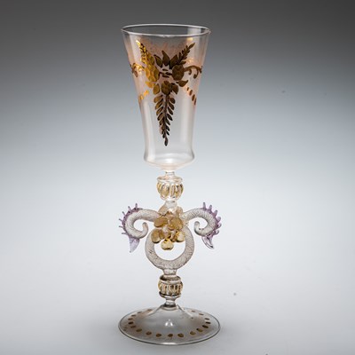 Lot 20 - A 19TH CENTURY VENETIAN GLASS GOBLET