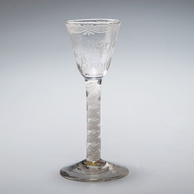 Lot 32 - A 'FRIENDSHIP' WINE GLASS, CIRCA 1770