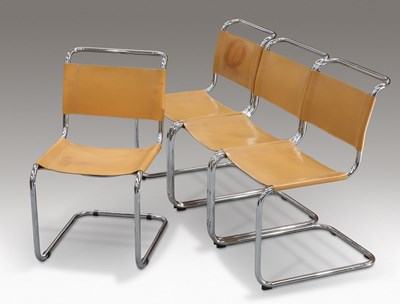 Lot 465 - A SET OF FOUR FASEM ITALIAN CANTILEVER CHAIRS