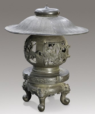 Lot 253 - A JAPANESE BONZE LANTERN, MEIJI PERIOD