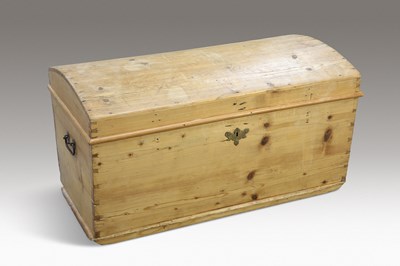 Lot 433 - A VICTORIAN PINE DOME-TOPPED TRUNK