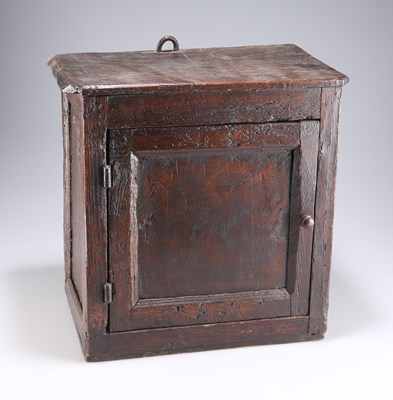 Lot 378 - AN OAK SPICE CUPBOARD, LATE 17TH/EARLY 18TH CENTURY