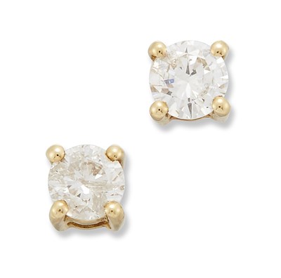 Lot 1429 - A PAIR OF SOLITAIRE DIAMOND EARRINGS