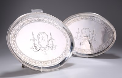 Lot 1314 - A PAIR OF GEORGE III SILVER SALVERS