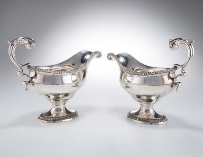 Lot 1335 - A PAIR OF GEORGE III SILVER SAUCEBOATS