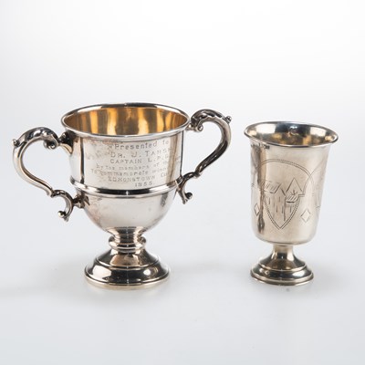 Lot 1076 - A CONTINENTAL SILVER CUP AND A SILVER TWO-HANDLED CUP