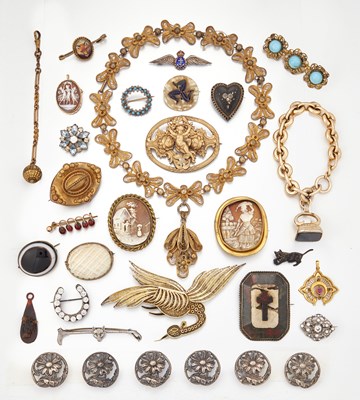 Lot 1606 - A GROUP OF VICTORIAN AND LATER JEWELLERY