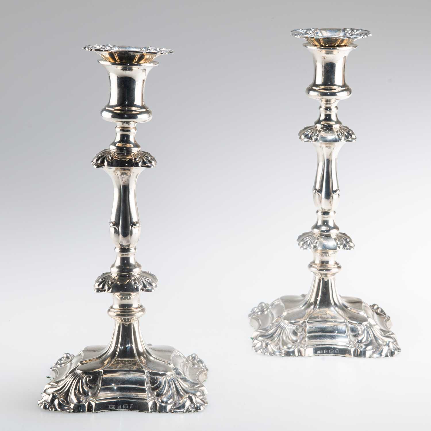 Lot 1139 - A PAIR OF 18TH CENTURY STYLE SILVER TABLE