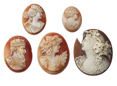 Lot 1751 - FIVE UNMOUNTED CAMEOS