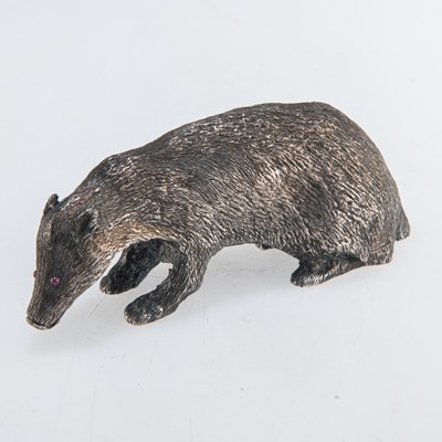 Lot 1131 - AN ELIZABETH II SILVER MODEL OF A BADGER