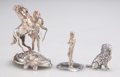 Lot 1102 - THREE MINIATURE SILVER IMPORT FIGURES