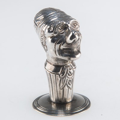 Lot 1284 - A RARE VICTORIAN SILVER NOVELTY 'DICKENSIAN' PEPPER POT