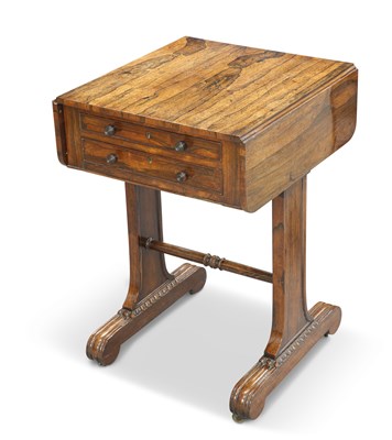 Lot 391 - A REGENCY ROSEWOOD DROP-LEAF WORK TABLE